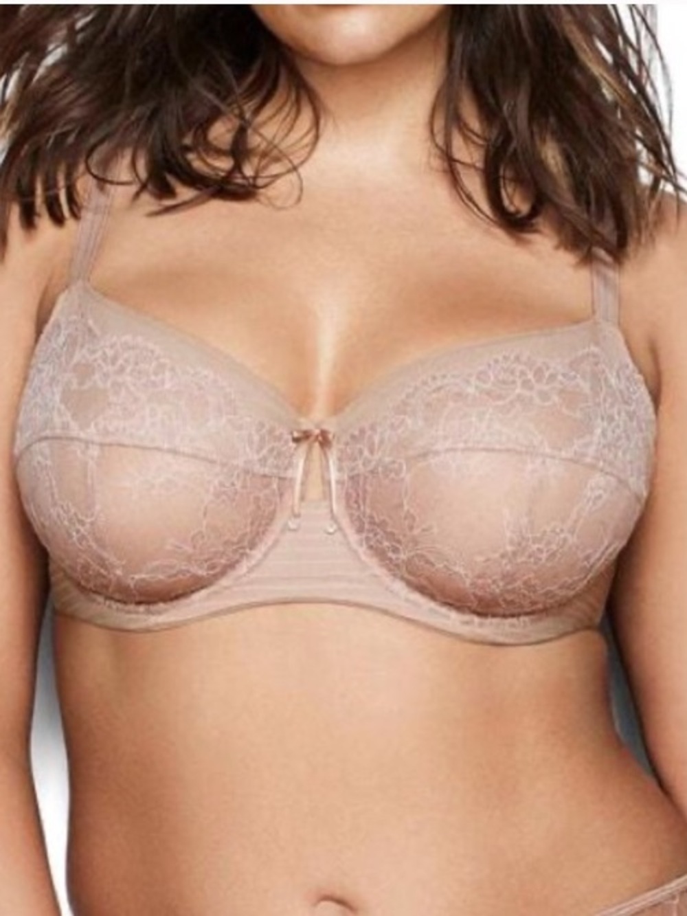 Ashley Graham Fatal Attraction Underwire Bra 38G Nude Lace Cappuccino